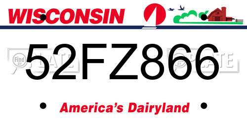 52FZ866 Wisconsin License Plate