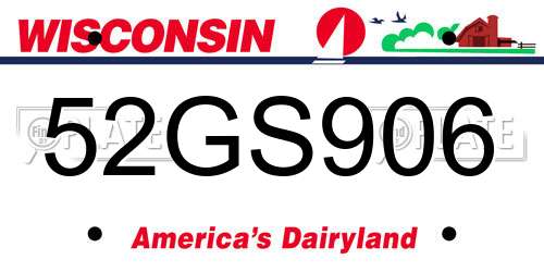 52GS906 Wisconsin License Plate