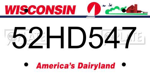 52HD547 Wisconsin License Plate