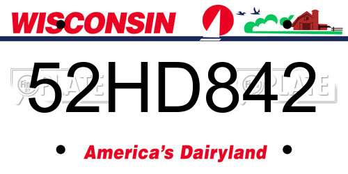 52HD842 Wisconsin License Plate