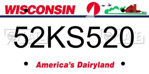 52KS520 Wisconsin License Plate