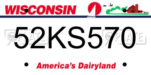 52KS570 Wisconsin License Plate
