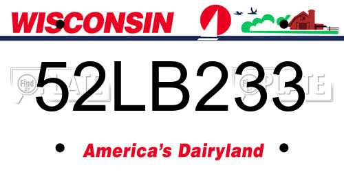 52LB233 Wisconsin License Plate