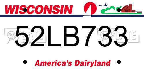 52LB733 Wisconsin License Plate