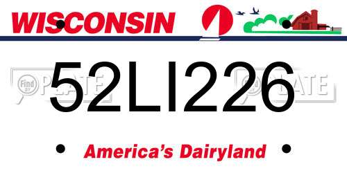 52LI226 Wisconsin License Plate