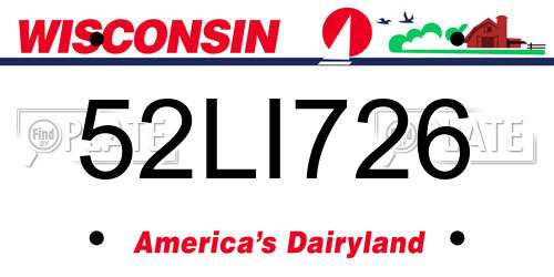 52LI726 Wisconsin License Plate