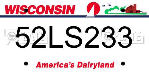 52LS233 Wisconsin License Plate