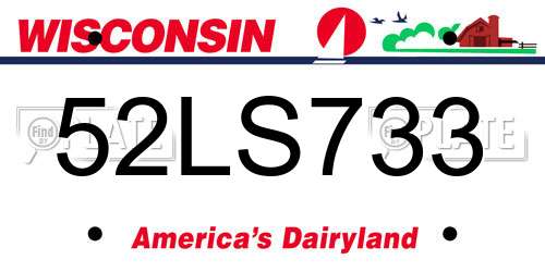 52LS733 Wisconsin License Plate