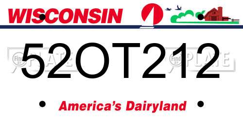52OT212 Wisconsin License Plate