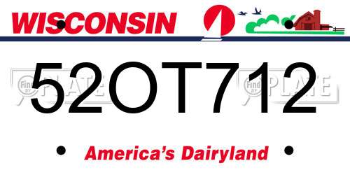 52OT712 Wisconsin License Plate