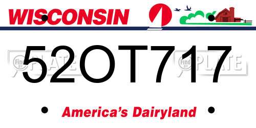 52OT717 Wisconsin License Plate