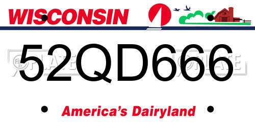 52QD666 Wisconsin License Plate