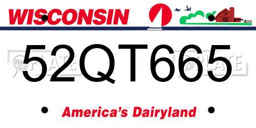 52QT665 Wisconsin License Plate