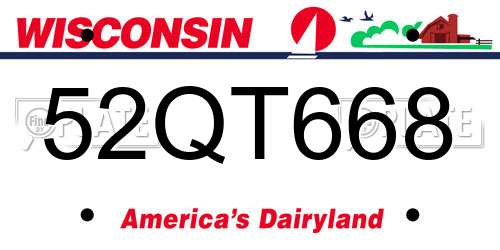 52QT668 Wisconsin License Plate