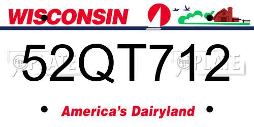 52QT712 Wisconsin License Plate