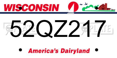52QZ217 Wisconsin License Plate