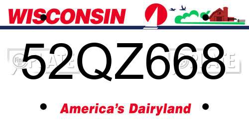 52QZ668 Wisconsin License Plate