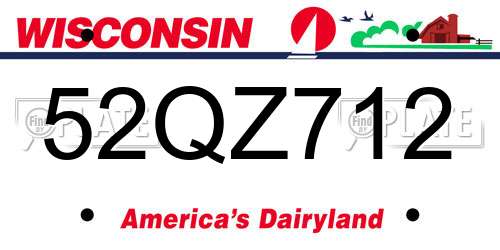 52QZ712 Wisconsin License Plate