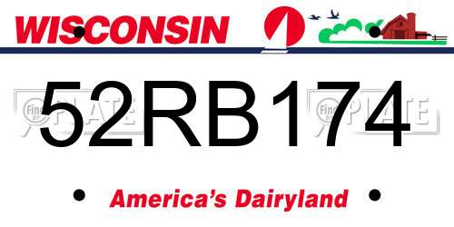 52RB174 Wisconsin License Plate