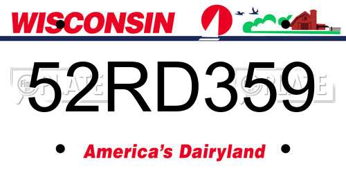 52RD359 Wisconsin License Plate