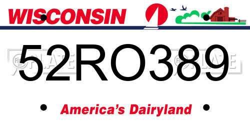 52RO389 Wisconsin License Plate