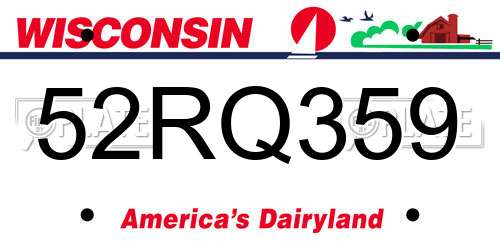 52RQ359 Wisconsin License Plate