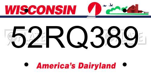 52RQ389 Wisconsin License Plate
