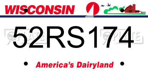 52RS174 Wisconsin License Plate
