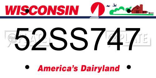 52SS747 Wisconsin License Plate