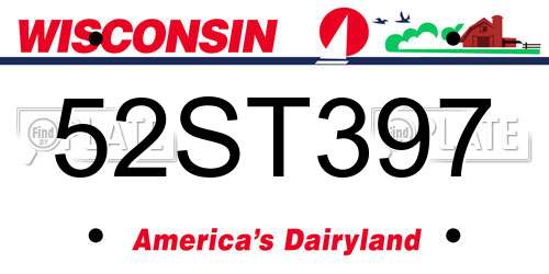 52ST397 Wisconsin License Plate