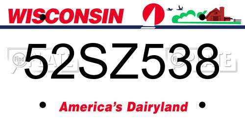 52SZ538 Wisconsin License Plate