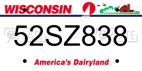 52SZ838 Wisconsin License Plate