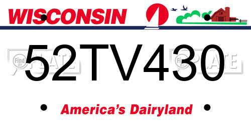52TV430 Wisconsin License Plate