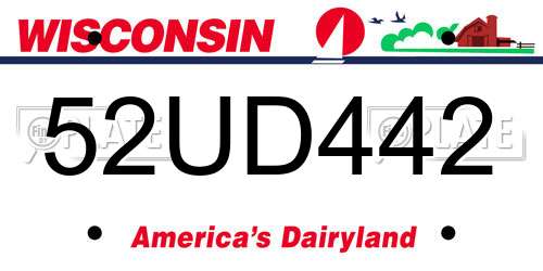 52UD442 Wisconsin License Plate