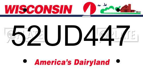 52UD447 Wisconsin License Plate