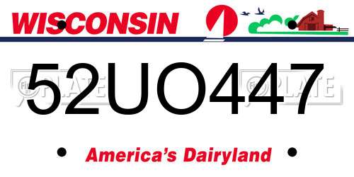 52UO447 Wisconsin License Plate