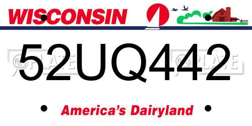52UQ442 Wisconsin License Plate