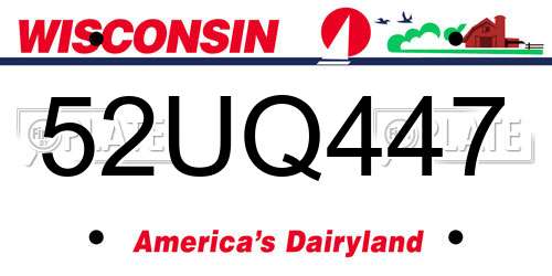 52UQ447 Wisconsin License Plate