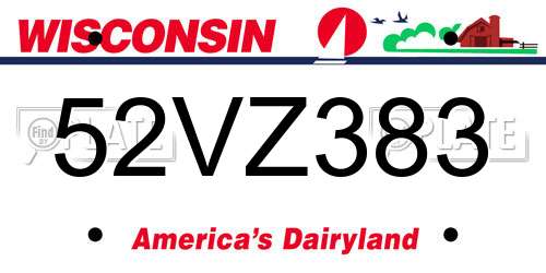 52VZ383 Wisconsin License Plate