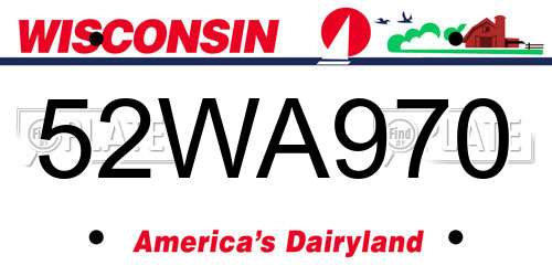 52WA970 Wisconsin License Plate
