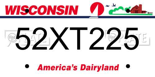 52XT225 Wisconsin License Plate