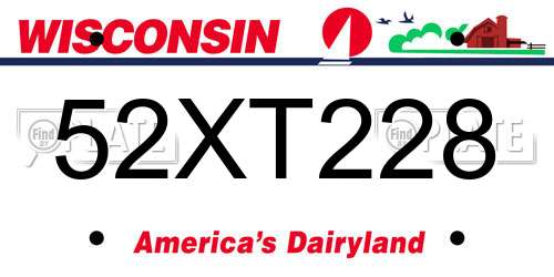 52XT228 Wisconsin License Plate