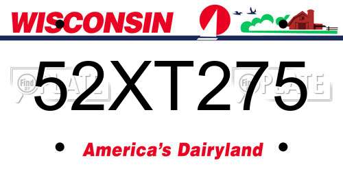 52XT275 Wisconsin License Plate