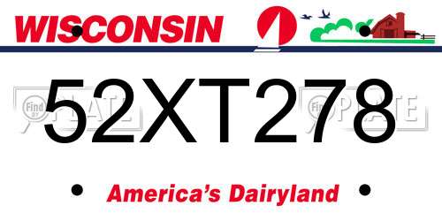 52XT278 Wisconsin License Plate