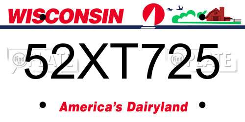 52XT725 Wisconsin License Plate