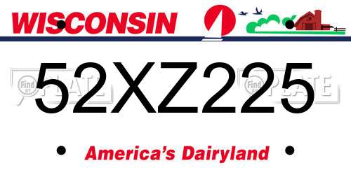52XZ225 Wisconsin License Plate