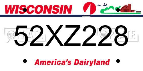 52XZ228 Wisconsin License Plate