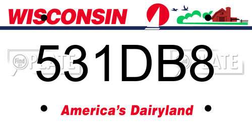 531DB8 Wisconsin License Plate