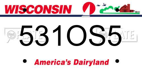 531OS5 Wisconsin License Plate