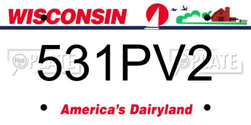 531PV2 Wisconsin License Plate